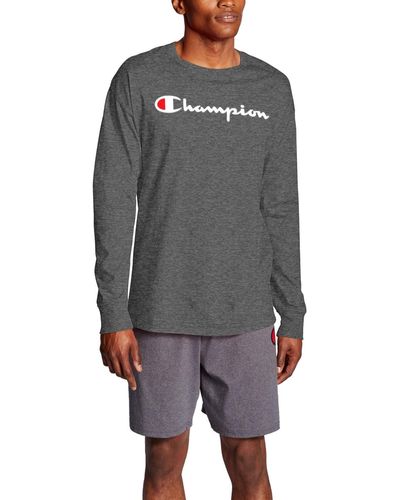 Champion Script-logo Long Sleeve Tshirt - Gray