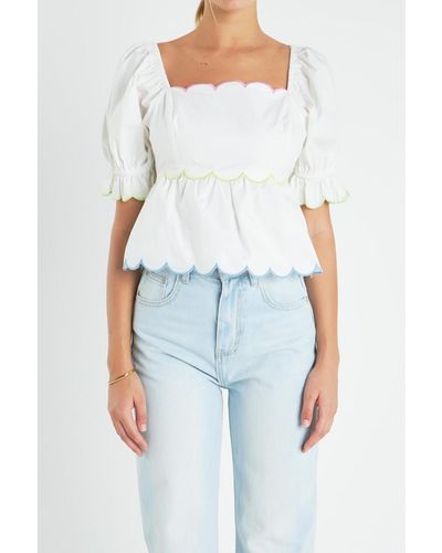 English Factory Scallop Top - Blue