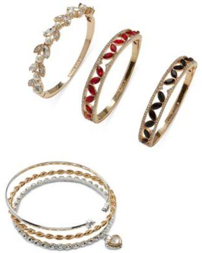 Anne Klein Gold-tone 3-pc. Set Crystal Bangle Bracelets - Metallic