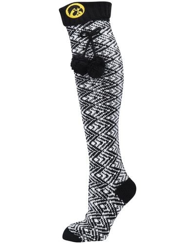 ZooZatZ Iowa Hawkeyes Geometric Thigh High Socks - Black