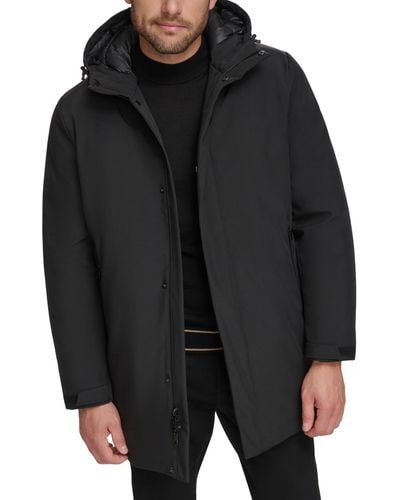 Calvin Klein Flextech Stretch Water-resistant Hooded Stadium Jacket - Black