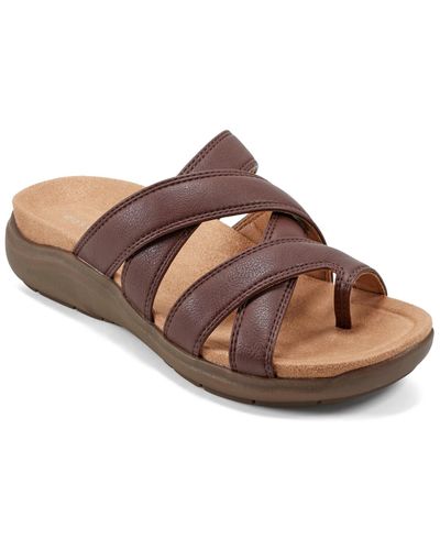 Easy Spirit Westly Strappy Casual Flat Sandals - Brown