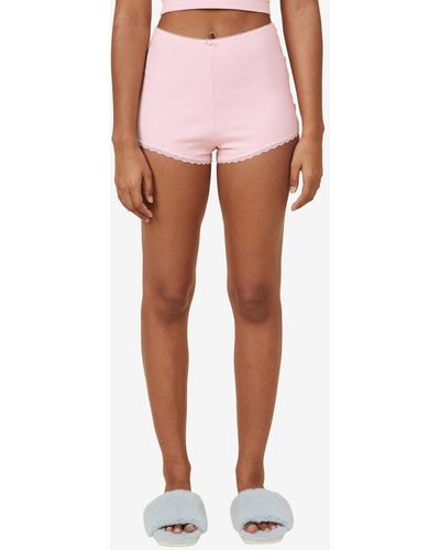 Cotton On Rib Lace Shorts - Pink