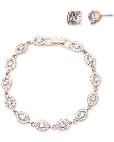 Givenchy Silver-tone 2-pc. Set Stone & Crystal Link Bracelet & Crystal Stud Earrings - White