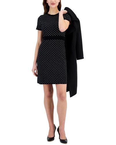 Anne Klein Polka-dot Sweater Dress - Black