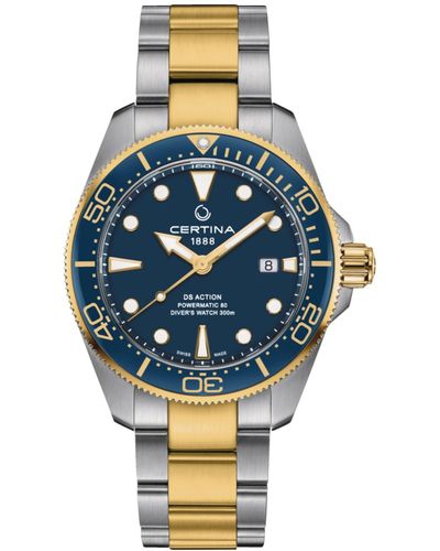 Certina Swiss Automatic Ds Action Diver Two-tone Stainless Steel Bracelet Watch 43mm - Blue