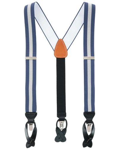 Trafalgar Oliver Stripe 35mm Convertible Suspenders - Blue