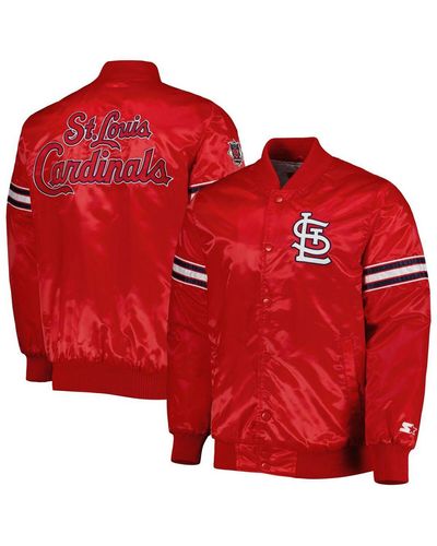 St. Louis Cardinals Reliever Raglan Red/Navy Satin Jacket