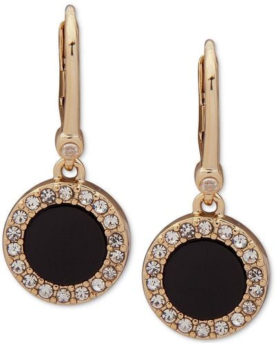DKNY Pave & Stone Small Drop Earrings - Black
