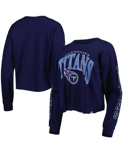 '47 Tennessee Titans Skyler Parkway Cropped Long Sleeve T-shirt - Blue