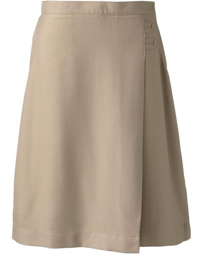 Lands' End School Uniform Solid A-line Skirt Below The Knee - Natural