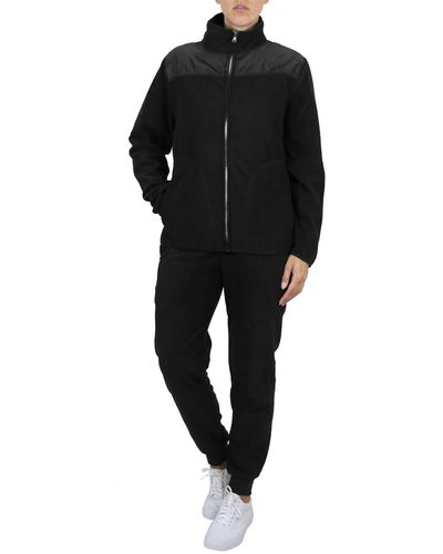 Galaxy By Harvic Polar Fleece Sweatshirt Top jogger Bottom Matching Set - Black