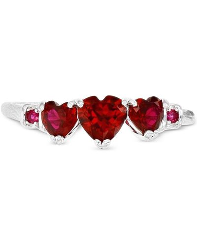 Macy's Lab-grown Heart Graduated Ring (1-3/8 Ct. T.w. - Red