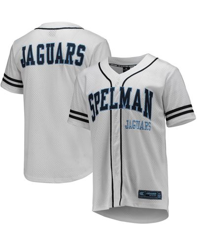 Colosseum Athletics White And Navy Spelman College Jaguars Free Spirited Baseball Jersey - Multicolor