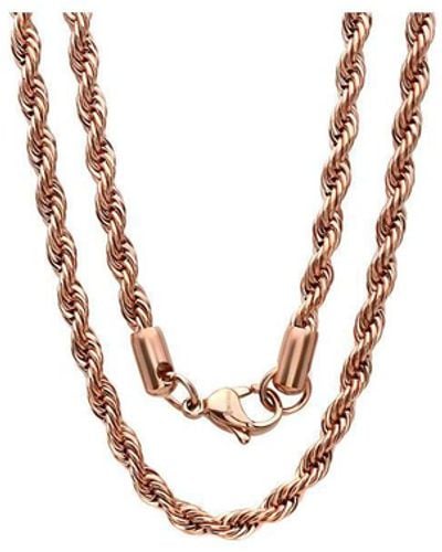 Steeltime 18k Rose Gold Plated Stainless Steel Rope Chain 30" Necklace - White