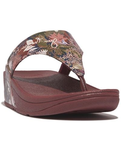 Fitflop Lulu X Jim Thompson Leather Toe Post - Brown