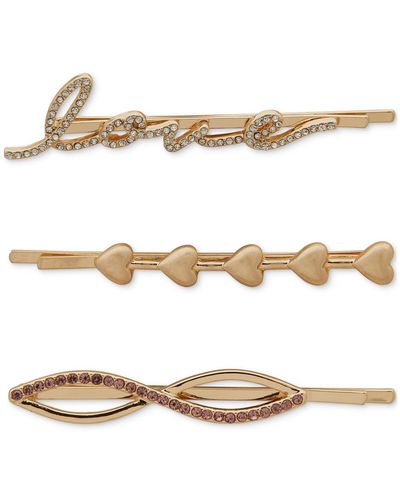 Lonna & Lilly Gold-tone 3-pc. Set Crystal Heart Bobby Pins - White