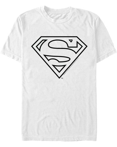 Fifth Sun Dc Superman Simple Line Art Logo Short Sleeve T-shirt - White