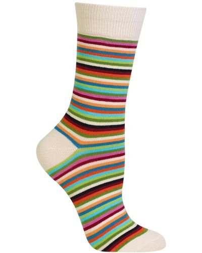 Hot Sox Stripe Fashion Crew Socks - Natural