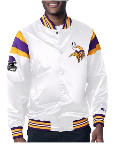 Starter Minnesota Vikings Satin Full-snap Varsity Jacket - White