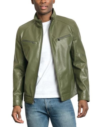 Michael Kors Perforated Faux Leather Hipster Jacket - Green