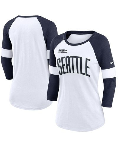 Men's Nike Heathered Gray/College Navy Seattle Seahawks Performance Henley  3/4-Sleeve T-Shirt