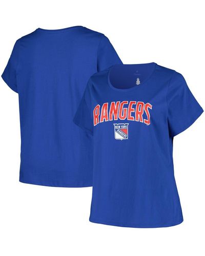 Profile New York Rangers Plus Size Arch Over Logo T-shirt - Blue