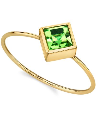 2028 14k Gold-tone Diamond Shaped Crystal Ring - Green
