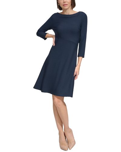 Tommy Hilfiger Petite 3/4-sleeve Textured Knit Dress - Blue