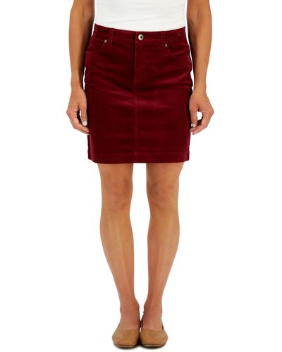 Style & Co. Petite Corduroy Skirt - Red