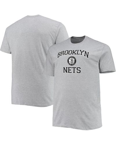 Profile Brooklyn Nets Big And Tall Heart And Soul T-shirt - Gray