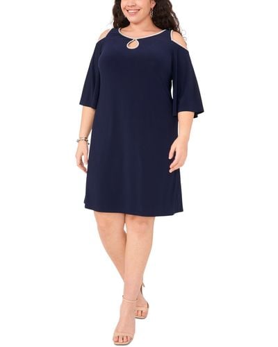 Msk Plus Size Embellished Cold-shoulder Dress - Blue
