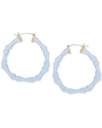 Guess Lucite Bamboo-shaped Large Hoop Earrings - Blue