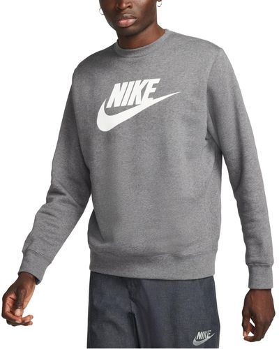 Nike Sportswear Club Fleece Graphic Crewneck Sweatshirt - Gray