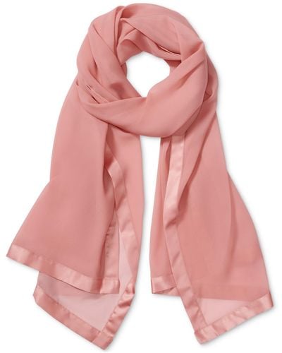 Calvin Klein Elegant Satin-trim Chiffon Evening Wrap - Pink