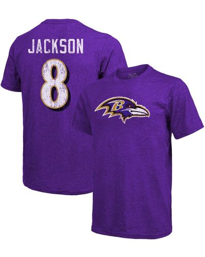 Majestic Lamar Jackson Baltimore Ravens Tri-blend Name And Number T-shirt - Purple