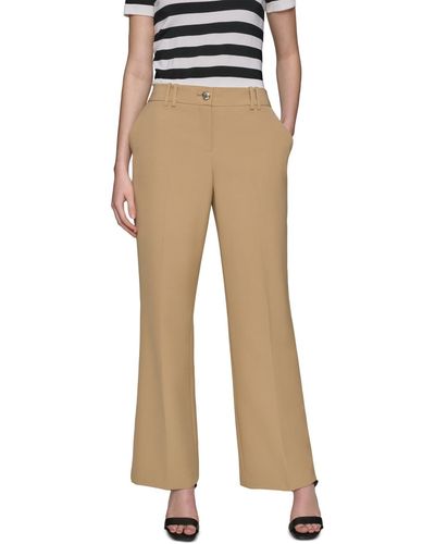 Karl Lagerfeld Mid-rise Wide-leg Pants - Natural
