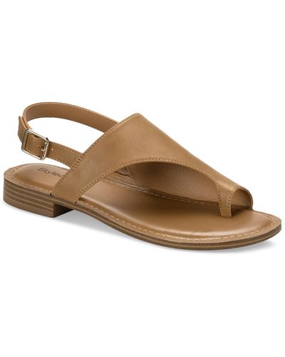 Style & Co. Bowiee Slingback Flat Sandals - Brown