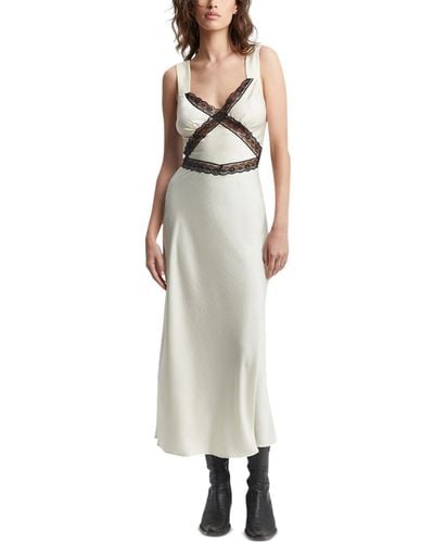 Bardot Emory Lace V-neck Midi Slip Dress - White