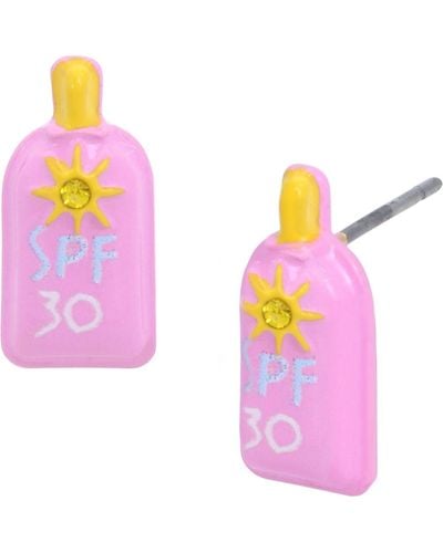 Betsey Johnson Faux Stone Sunscreen Stud Earrings - Pink