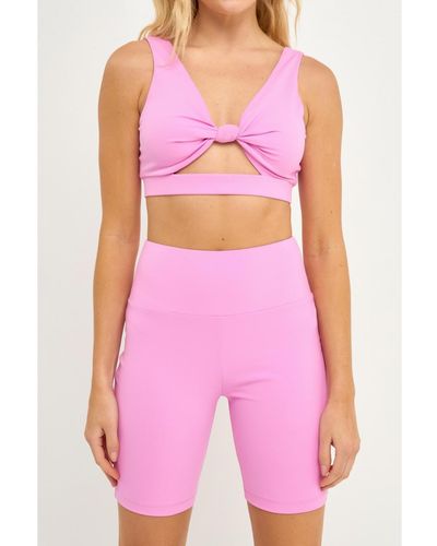 Grey Lab Knotted Cut Out Tank Top - Pink