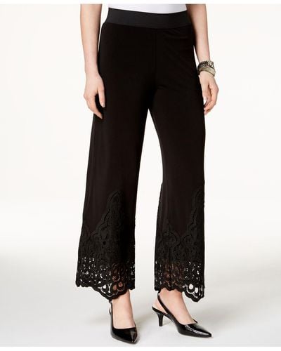 Alfani Lace-trim Pull-on Pants, Created For Macy's - Black