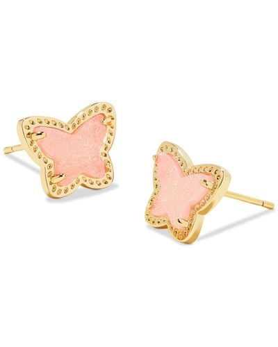 Kendra Scott 14k Gold-plated Drusy Stone Butterfly Stud Earrings - Pink