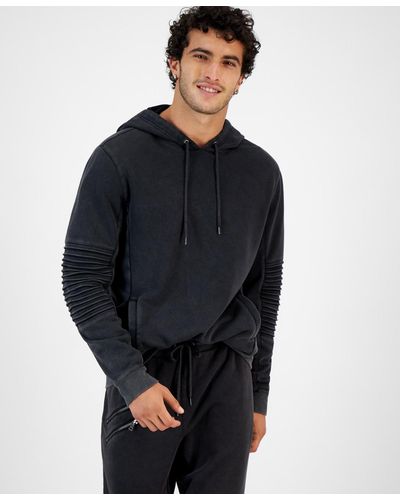 INC International Concepts Regular-fit Moto Hoodie - Blue