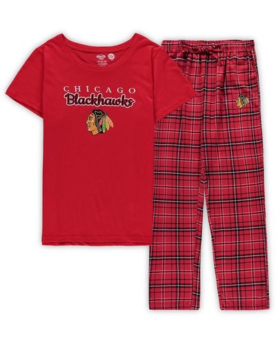 Concepts Sport Chicago Blackhawks Plus Size Lodge T-shirt And Pants Sleep Set - Red