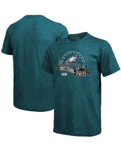 Majestic Threads Philadelphia Eagles Super Bowl Lvii Tri-blend Desert T-shirt - Green