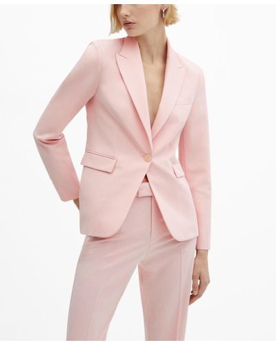Mango Fitted Suit Blazer - Pink