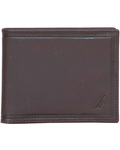 Nautica Credit Card Bifold Leather Wallet - Brown