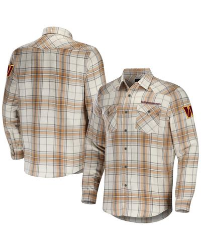 Fanatics Nfl X Darius Rucker Collection By Washington Commanders Flannel Long Sleeve Button-up Shirt - Natural
