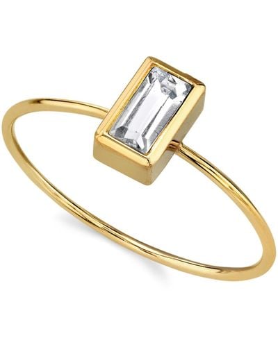 2028 14k Gold-tone Rectangle Crystal Ring - White